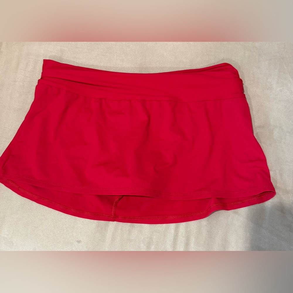 La Blanca by Rod Beattie Solid Red Skirted Skort Swim Bikini Bottoms Size 8‎